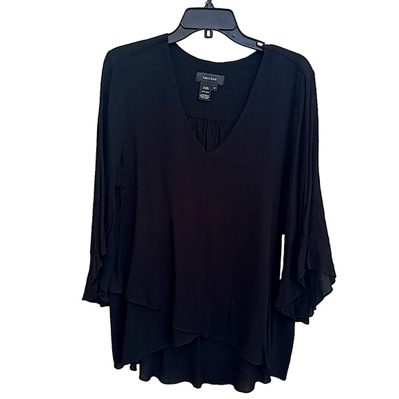 NWT! Karen Kane Black Long Sleeved Asymmetric Top Tunic Blouse in Women’s Medium - Picture 3 of 7